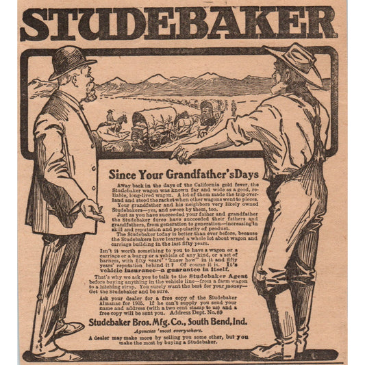 Studebaker Bros Mfg Co South Bend Indiana 1905 Magazine Ad AF1-NEH