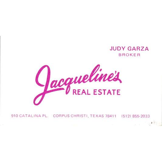 Jacqueline's Real Estate Judy Garza Corpus Christi Vintage Business Card SD8-B1