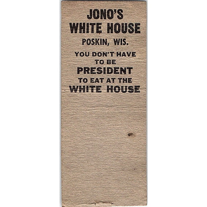 Jono's White House Poskin WI Vintage Matchbook Cover SC7-Y5