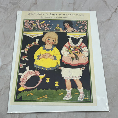 c1940 Berta and Elmer Hader Paper Dolls Uncut Ellen Queen of the May Party FL6-9