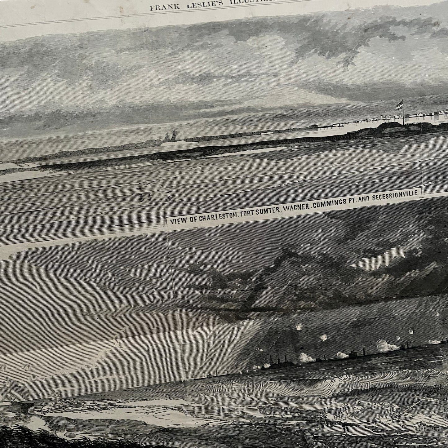 Morris Island Fort Wagner Fort Sumter Original 1863 Civil War Engraving C8