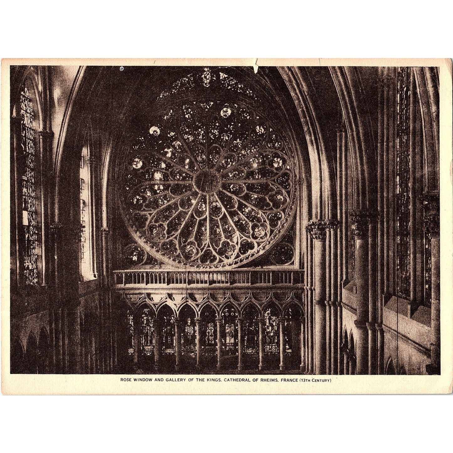 Rose Window & Gallery of the Kings Cathedral of Reims France Art Print 7x9 V12