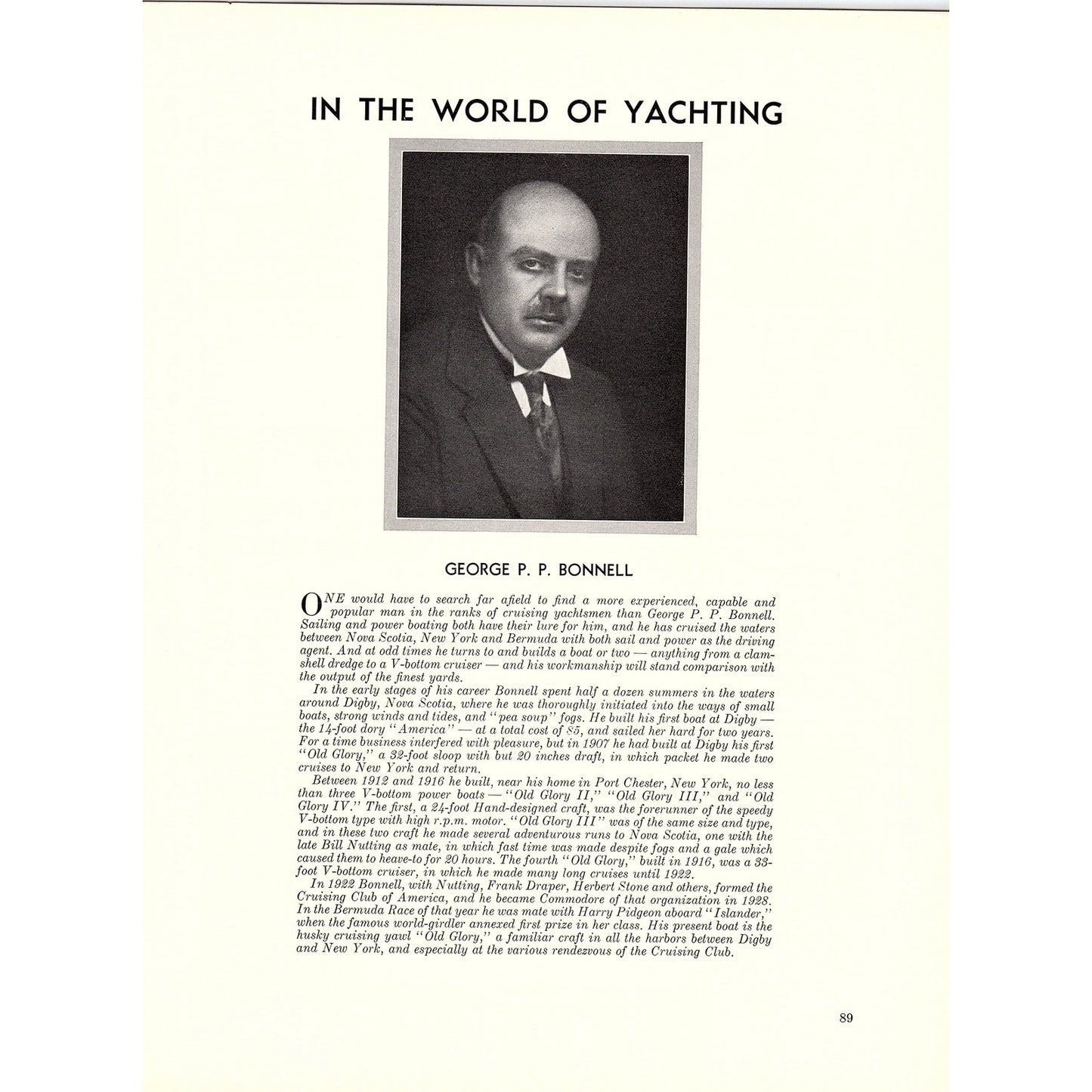 In the World of Yachting - George P.P. Bonnell 1932 Article V1-4