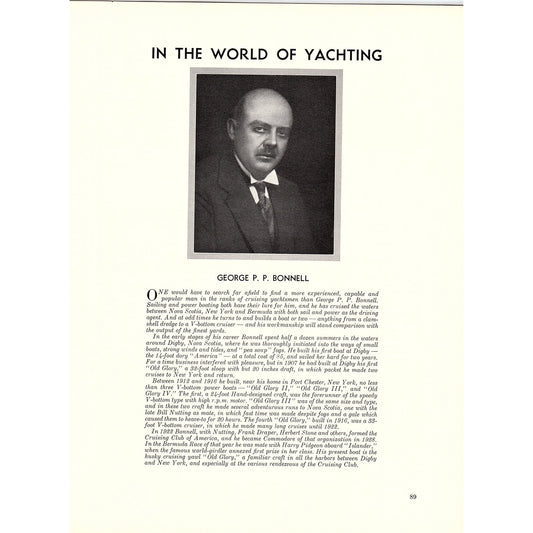 In the World of Yachting - George P.P. Bonnell 1932 Article V1-4
