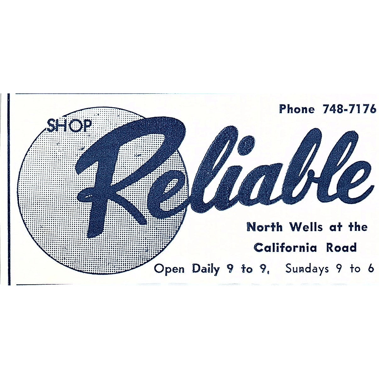 Shop Reliable - North Wells at California Rd, Fort Wayne Indiana 1964 Ad AG1-M5
