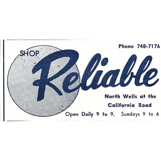Shop Reliable - North Wells at California Rd, Fort Wayne Indiana 1964 Ad AG1-M5