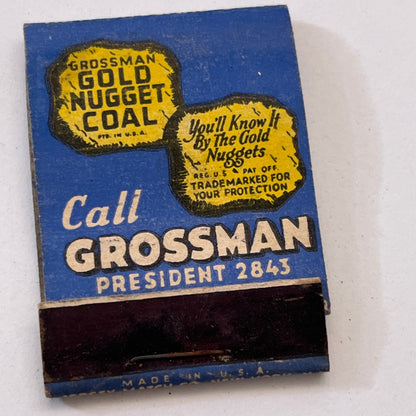 Grossman Gold Nugget Coal Milchen Furniture Co Vintage Matchbook Cover TB8-MB3-7