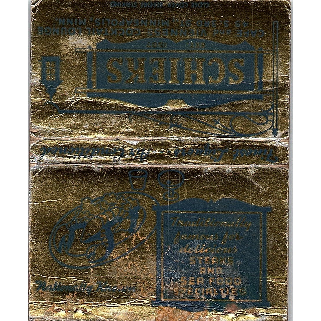 Shieks Viennese Cocktail Lounge Minneapolis MN Vtg Large Matchbook Cover TH2-Y3