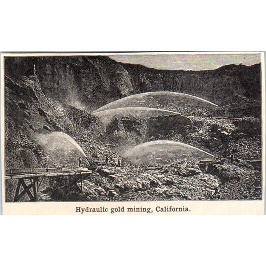 Hydraulic Gold Mining In California 1901 Engraving AF2-O2