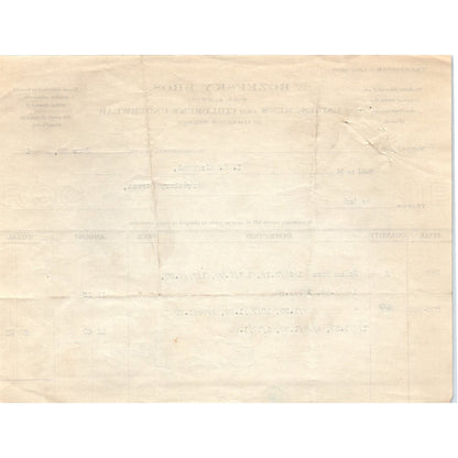 Rozefsky Bros Mill Agents Worcester 1924 Original Billhead Letterhead Receipt D8