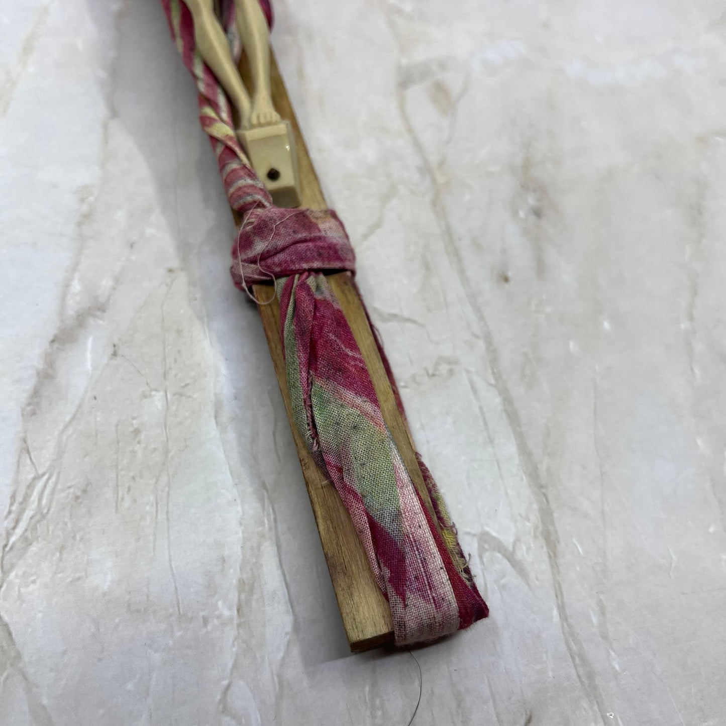 Vintage Handmade Crucifix Jesus on Cross Wood & Cloth 12x6 TD5