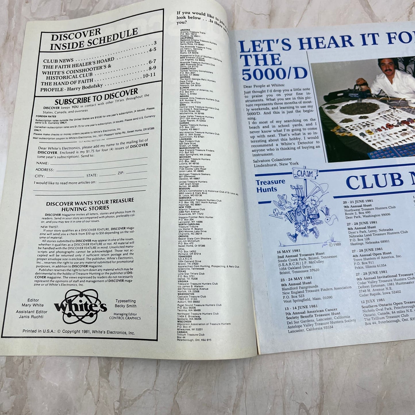 1981 1st Quarter White's Electronics Discover Newsletter Metal Detectors M19