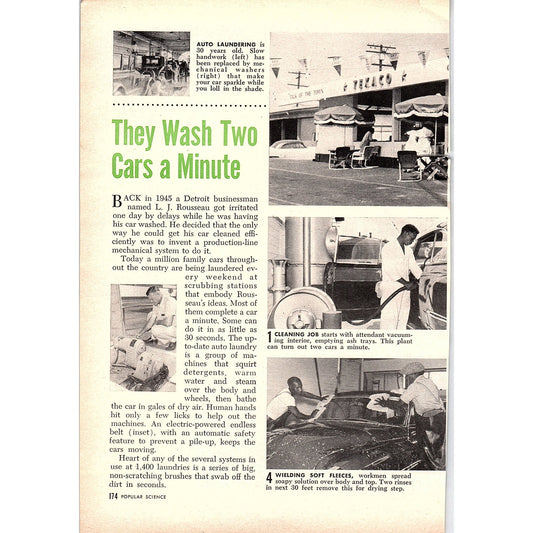 They Wash 2 Cars a Minute - Auto Laundering Carwash 2-Page 1955 Article AG1-4