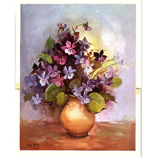 Lola Ades Floral Bouquet of Violets in a Vase Vintage Art Print 7x9 V8