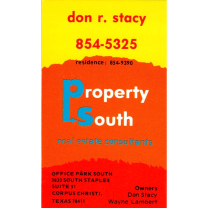 Don R. Stacy Property South Real Estate Corpus Christi TX Business Card SD8-B2