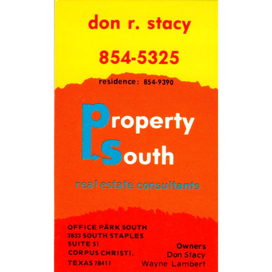 Don R. Stacy Property South Real Estate Corpus Christi TX Business Card SD8-B2