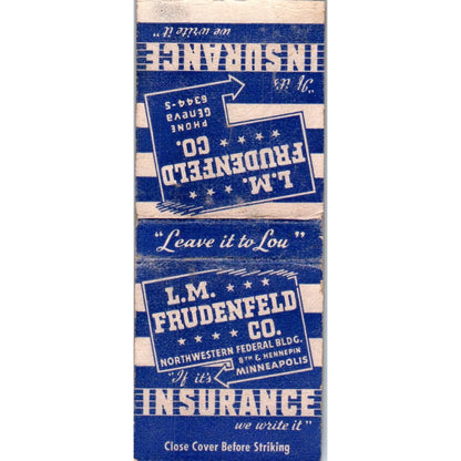 L.M. Frudenfeld Co Ins Minneapolis Vintage Matchbook Cover SD4-Y15