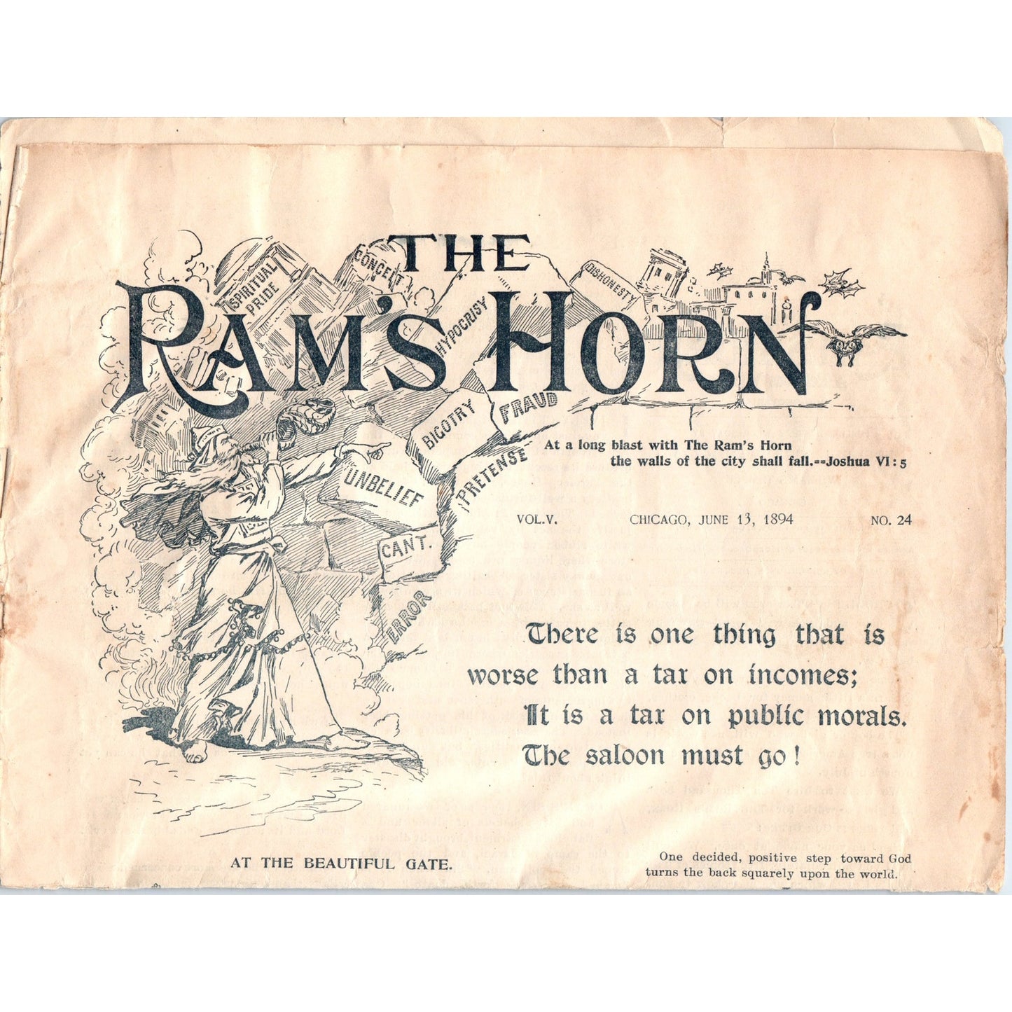 The Ram's Horn Newspaper Front Page Chicago June 13 1894 Ad AB6-SL1