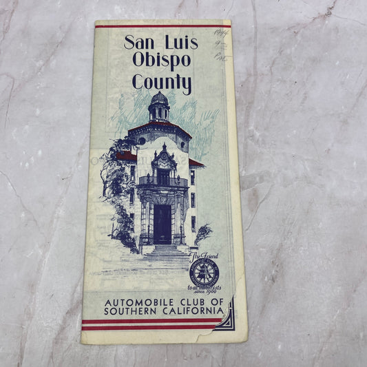 1944 San Luis Obispo County California Fold Out Travel Map TH9-CB