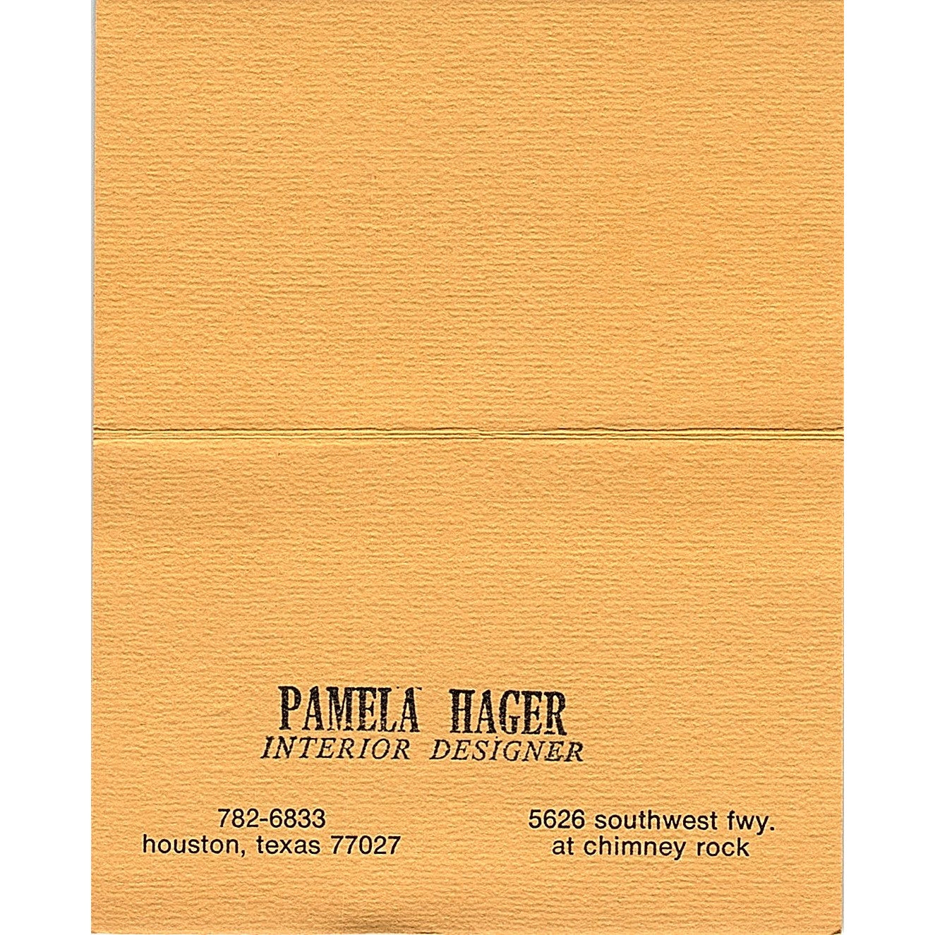 Pamela Hager Laughlin's Contemporary Interiors Houston Vtg Business Card TH2-B2