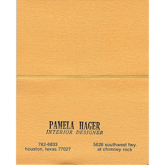 Pamela Hager Laughlin's Contemporary Interiors Houston Vtg Business Card TH2-B2