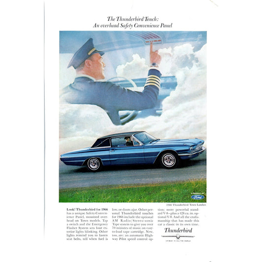 1966 Ford Thunderbird Town Landau Automobile Car - Vintage Magazine Ad D20