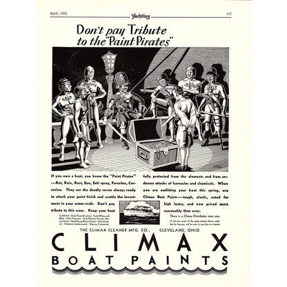 Climax Boat Paints The Climax Cleaner Mfg Co Cleveland OH 1932 Ad V1-4