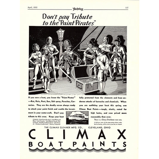 Climax Boat Paints The Climax Cleaner Mfg Co Cleveland OH 1932 Ad V1-4