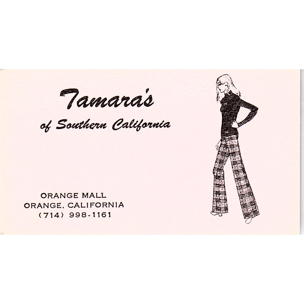 Tamara's of Southern California Orange Mall CA Vintage Business Card SE5-B4