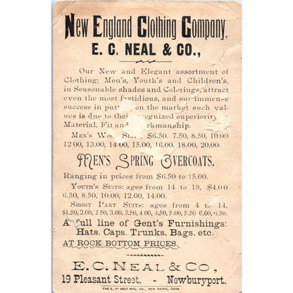 1880s Trade Card New England Clothing Company E.C. Neal & CO Newburyport AE6-SF2