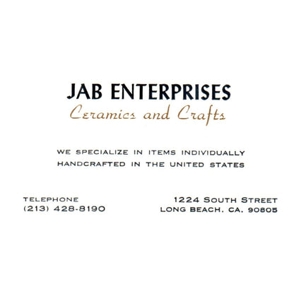 Jab Enterprises Ceramics and Crafts Long Beach CA Vintage Business Card SF3-B1
