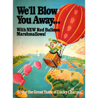 Lucky Charms New Red Balloon Marshmallows General Mills 1989 Ad B21