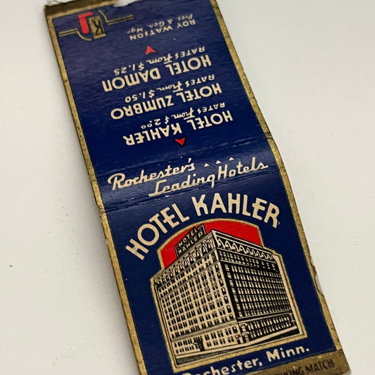 Hotel Kahler Rochester Minnesota Vintage Matchbook TB6-MB2-14