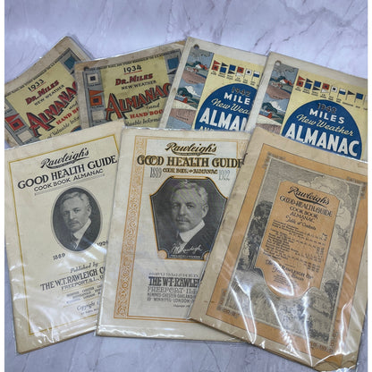 Lot of 7 Antique Almanacs Rawleighs, Dr. Miles TK3