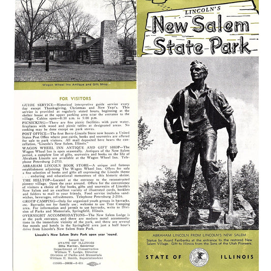 Lincoln's New Salem State Park IL Vintage Travel Brochure TH2-TB5