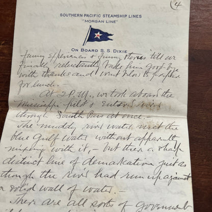 1928 Southern Pacific Steamship Morgan Line SS Dixie Handwritten Letter AF4