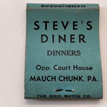 Steve's Diner Mauch Chunk PA Vintage Matchbook Cover TB8-MB3-10