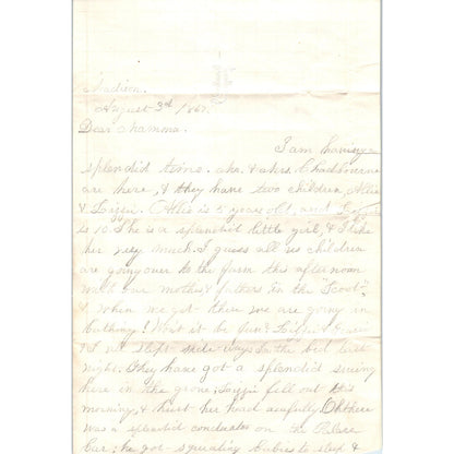 1867 Original Handwritten Letter From Girl in Madison Boarding School D21