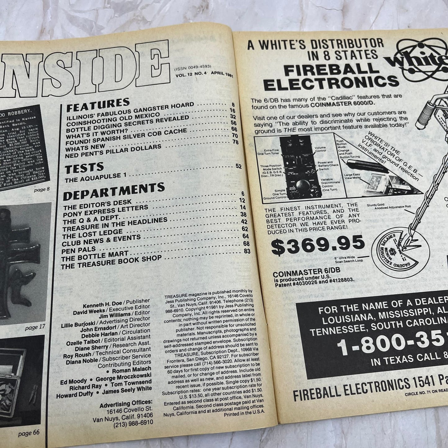 1981 April - Treasure Magazine - Treasure Hunting Metal Detecting Gold Coins M10