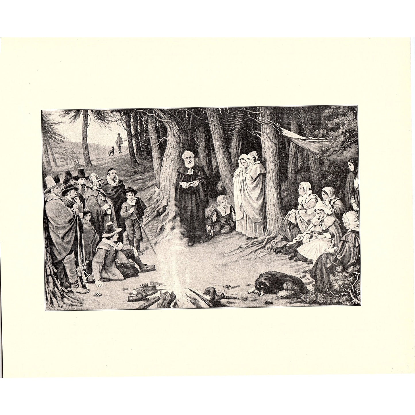 First Sunday in New England - A.W. Bayes - 1898 Litho Art Print D19