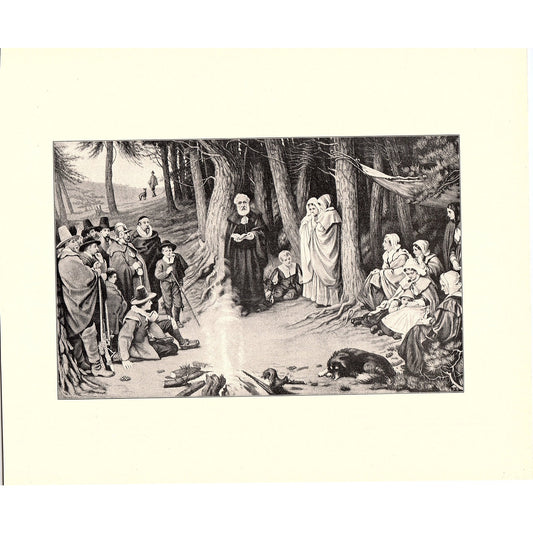 First Sunday in New England - A.W. Bayes - 1898 Litho Art Print D19