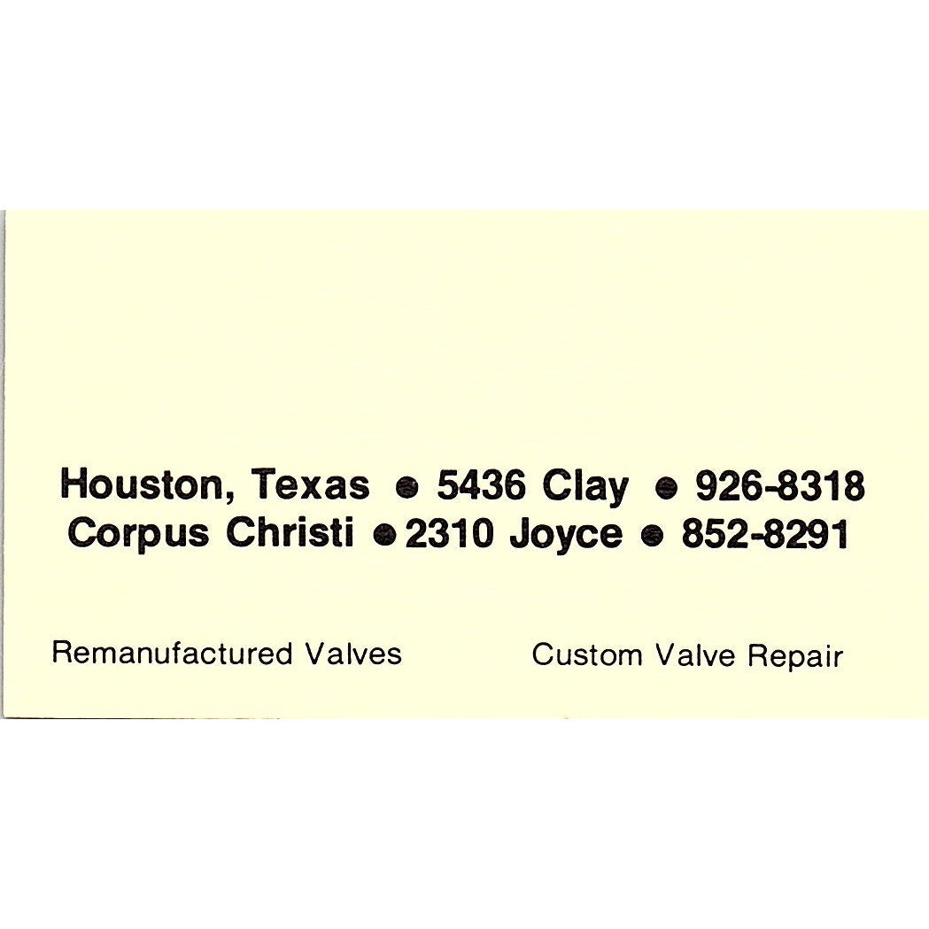 C.J. Jim Hazelwood Elliott Valve Repair Co Houston Vintage Business Card SE5-B1