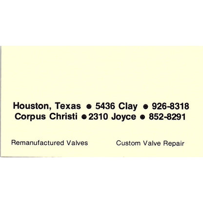 C.J. Jim Hazelwood Elliott Valve Repair Co Houston Vintage Business Card SE5-B1