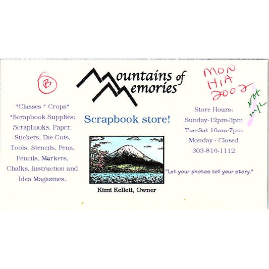 Mountains of Memories Kimi Kellett Conifer CO Vintage Business Card SC9-B11