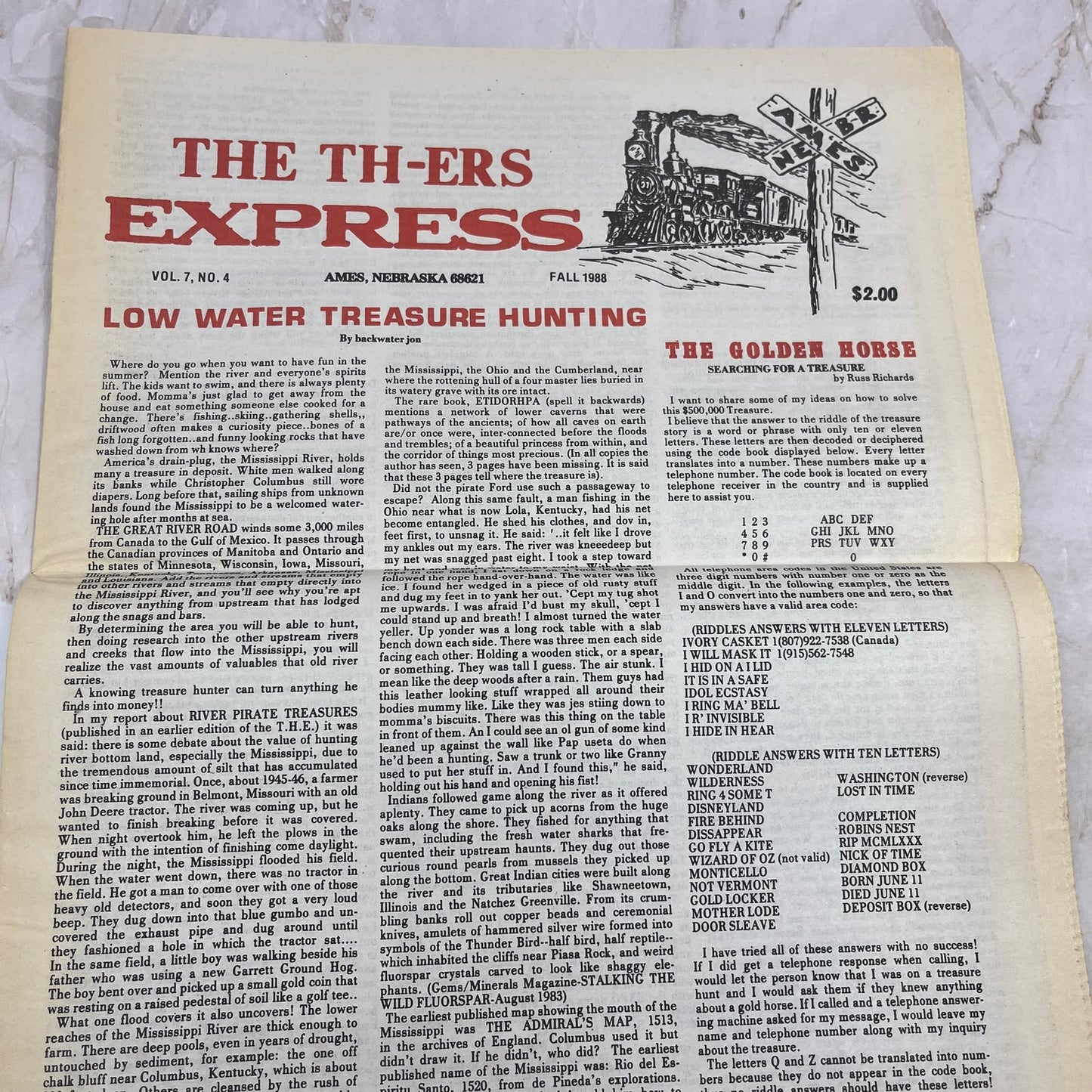 1988 Vol 7 No 4 TH-ers Express Treasure Hunting Newspaper Fremont NE M20