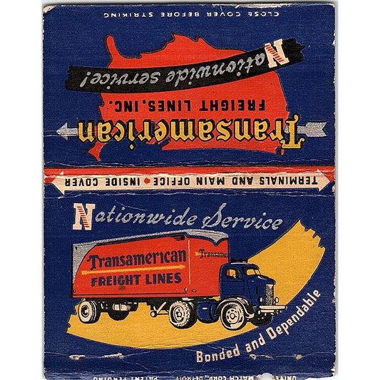 Transamerican Freight Lines Inc Trucking Detroit Vintage Large Matchbook TH2-Y2