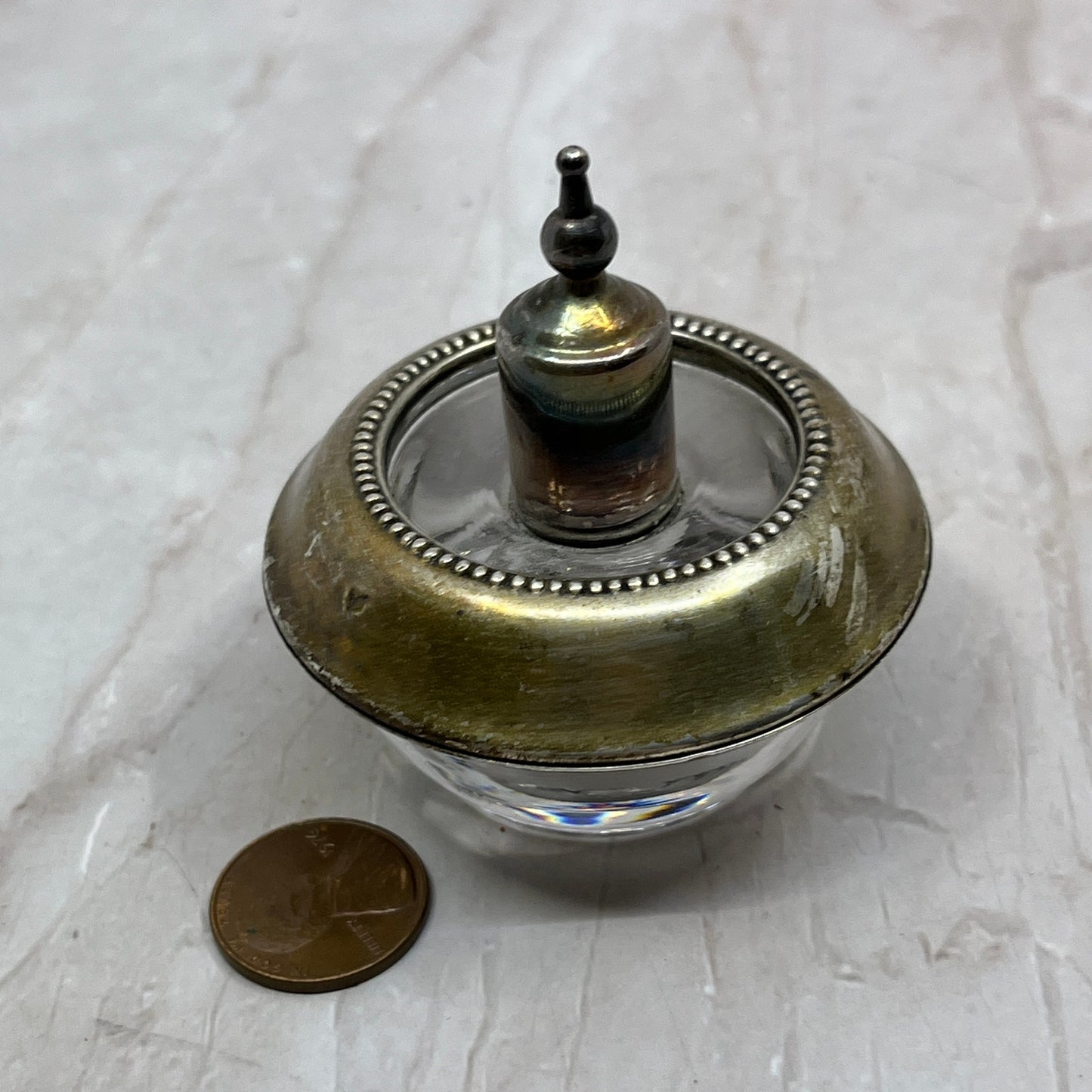 Vtg Frank M Whiting Sterling Silver Glass Table Top HyGlo Cigarette Lighter TL19