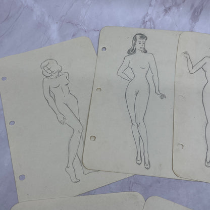 1940s Lot of 15 Art Student 5x8 Female Figural Sketches Winifred Schutsky TC5