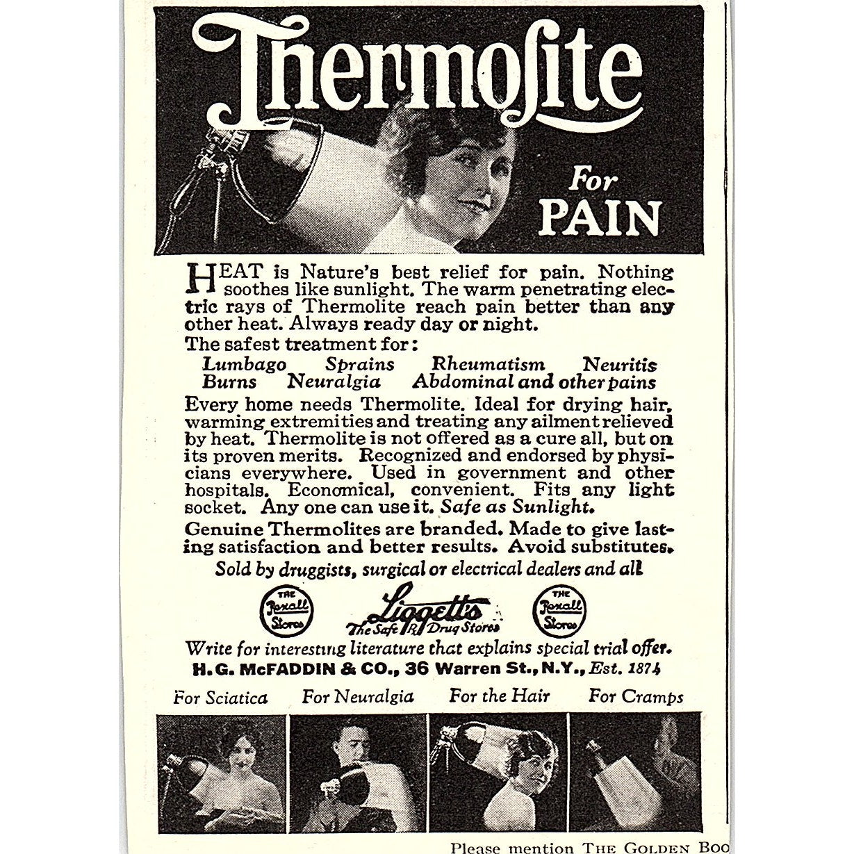 Thermolite Pain Remedy H.G. McFaddin & Co NY 1926 Ad AG3-M4