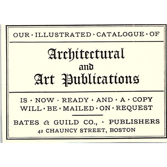 Art & Architectural Publications Bates & Guild Co Boston - 1904 Ad AF5-6